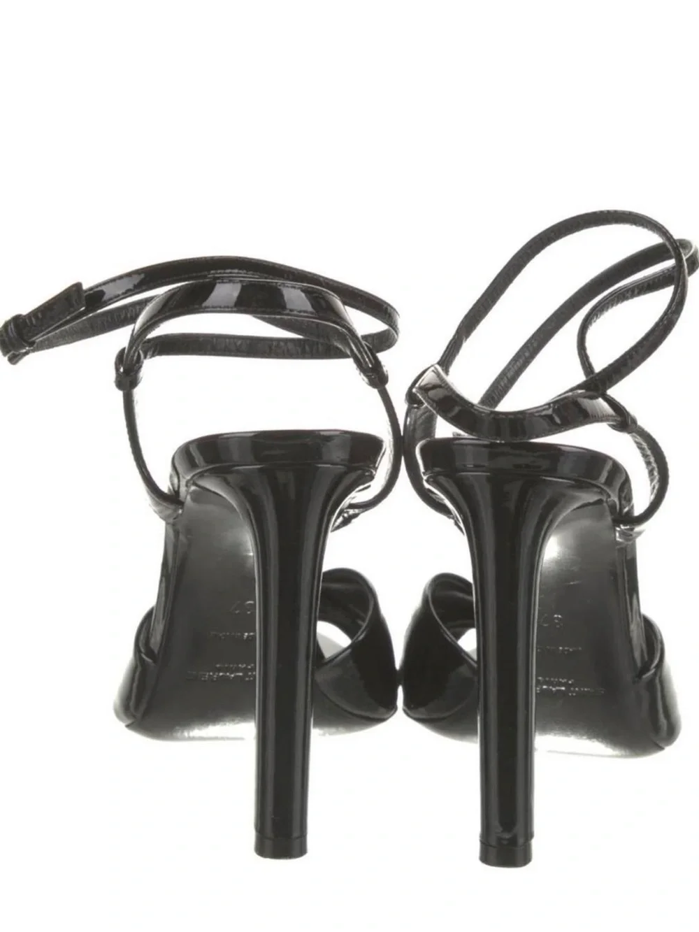 Saint Laurent Black Patent Leather Knot-Front Ankle-Tie Heels - Picture 5 of 5